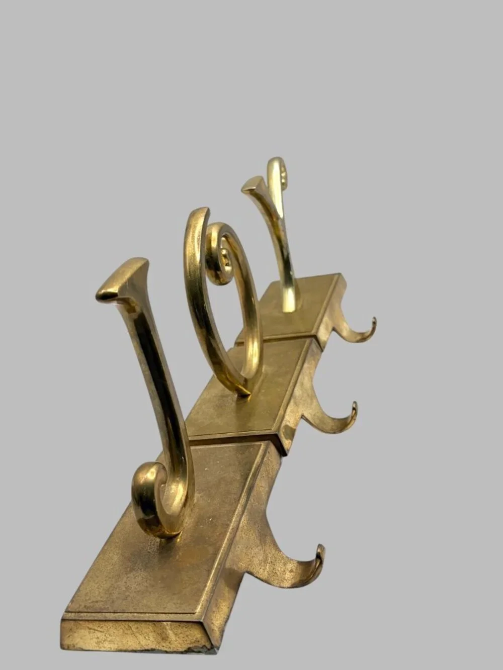 Vintage Brass JOY Stocking Holders Set of 3 Christmas Mantel Decor Holiday Hooks